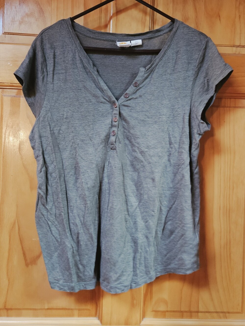 C&C California Olive Green Gray Short Sleeve Henley Tee